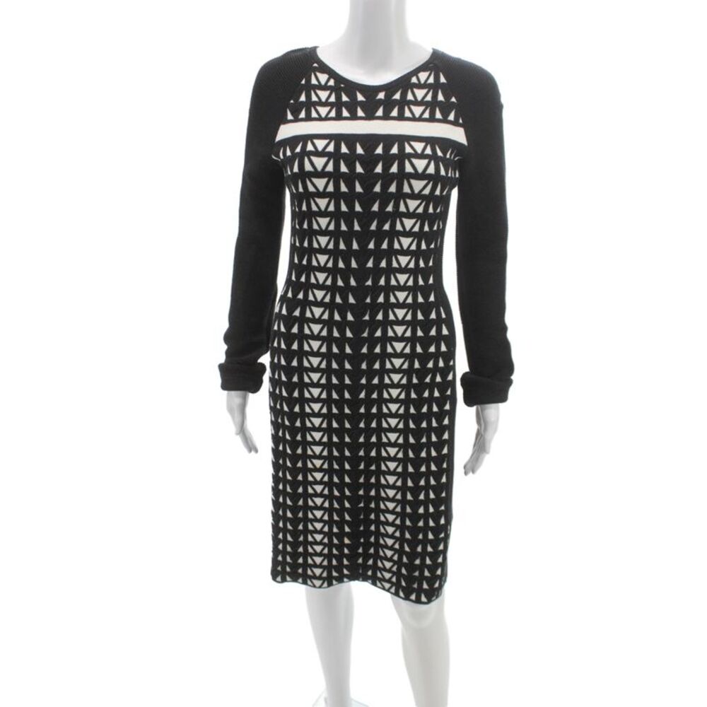 Faith Connexion Womens Black Bodycon Dress Long Sleeve Mid Calf Size S